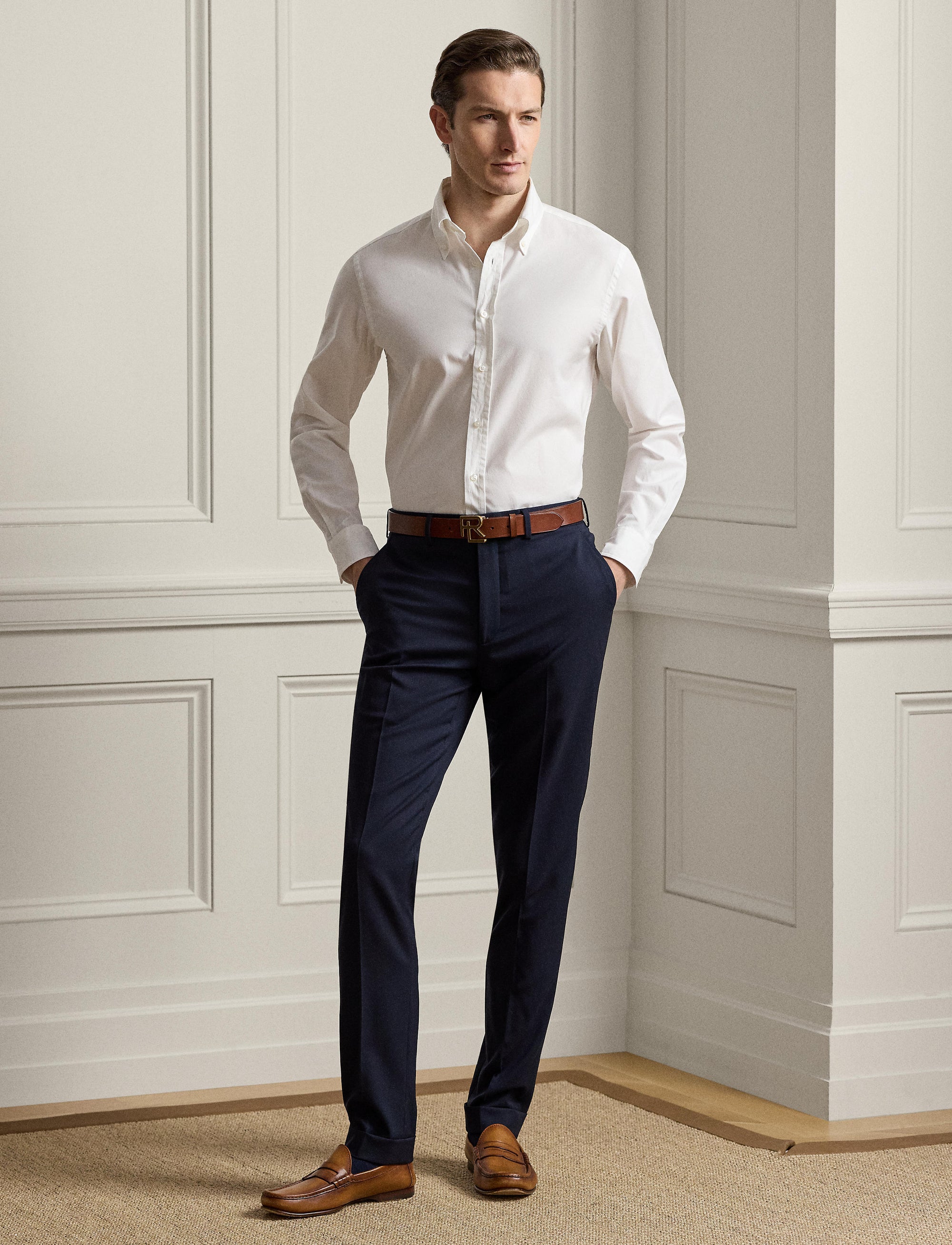 Chemise en grain Oxford délavée - Blanc