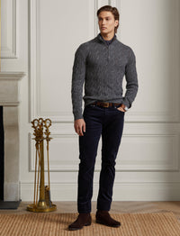 Twisted cashmere half-zip jumper - Medium Grey Melange