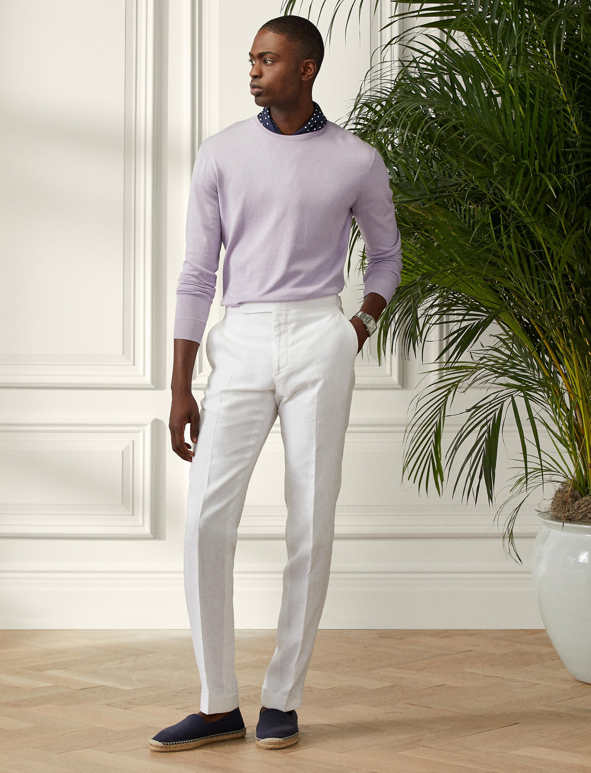 Pull col rond en coton - Lilac