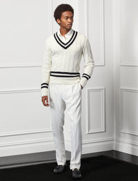 Pull de cricket en cachemire - Lux Cream With Classic Black