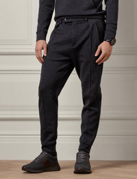 Pantalon maille double en laine - Charcoal Melange