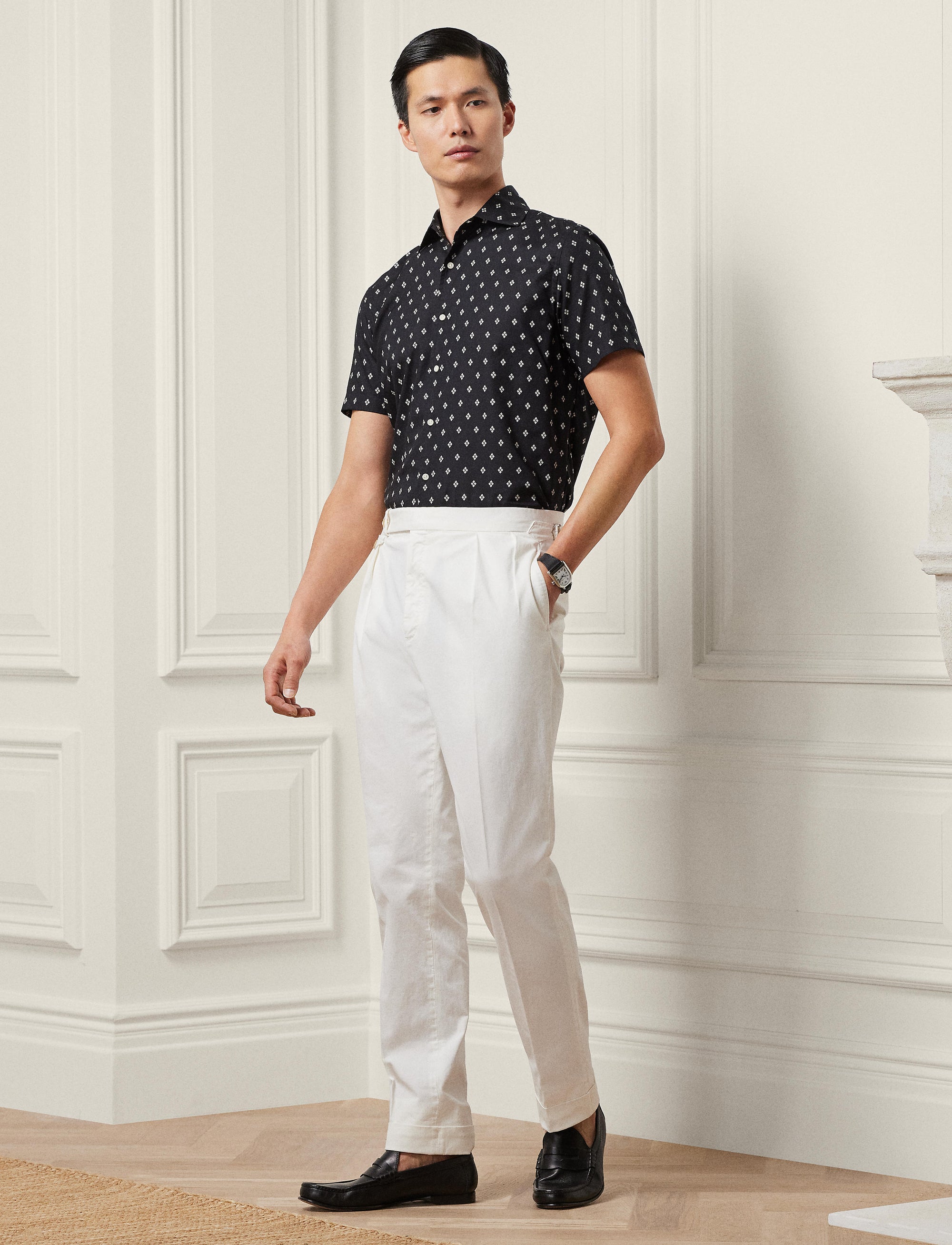 Chemise à motif en sergé - Black & Tan