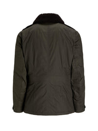 Veste 4 poches à col en peau lainée - Forest Night & Dark Luggage Brown