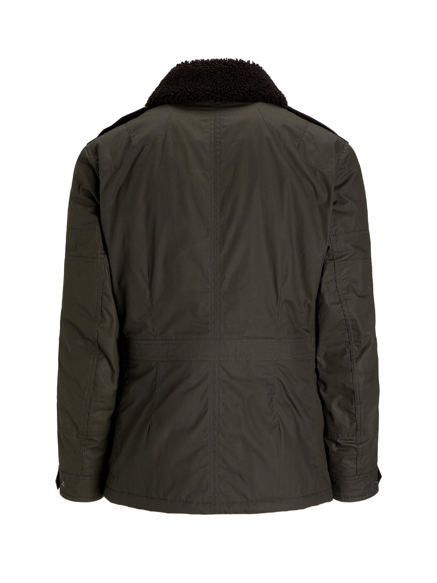Veste 4 poches à col en peau lainée - Forest Night & Dark Luggage Brown