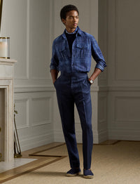 Suede tartan overshirt - Navy, Blue & Multicolour