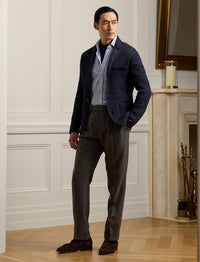 Cardigan blazer en lin mélangé texturé - Royal Navy Heather