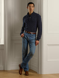 Pull torsadé à col cheminée en cachemire - Classic Chairman Navy