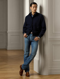 Tartan linen twill shirt - Indigo Blue