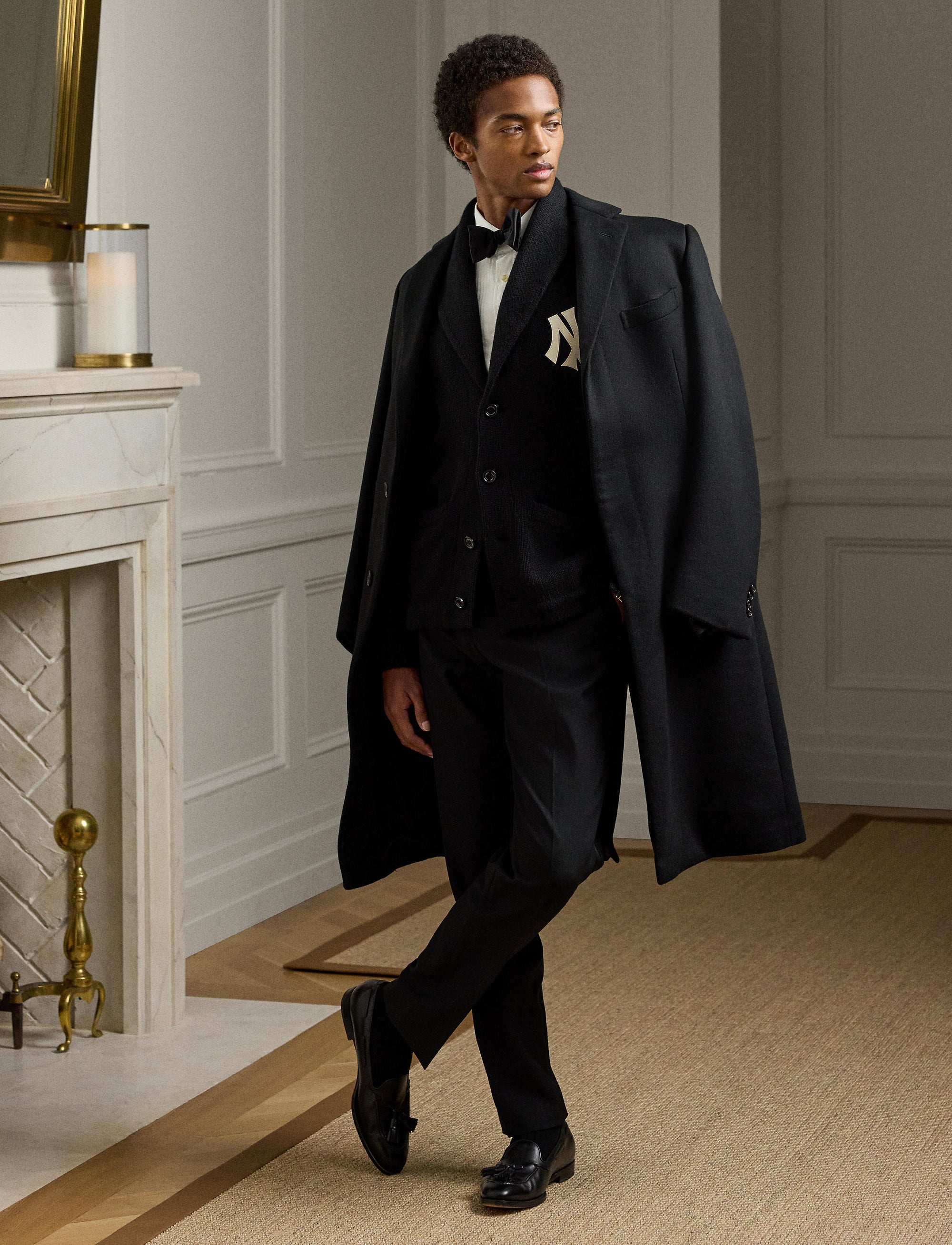 Cardigan Ralph Lauren Yankees en cachemire - Classic Black W & Cream