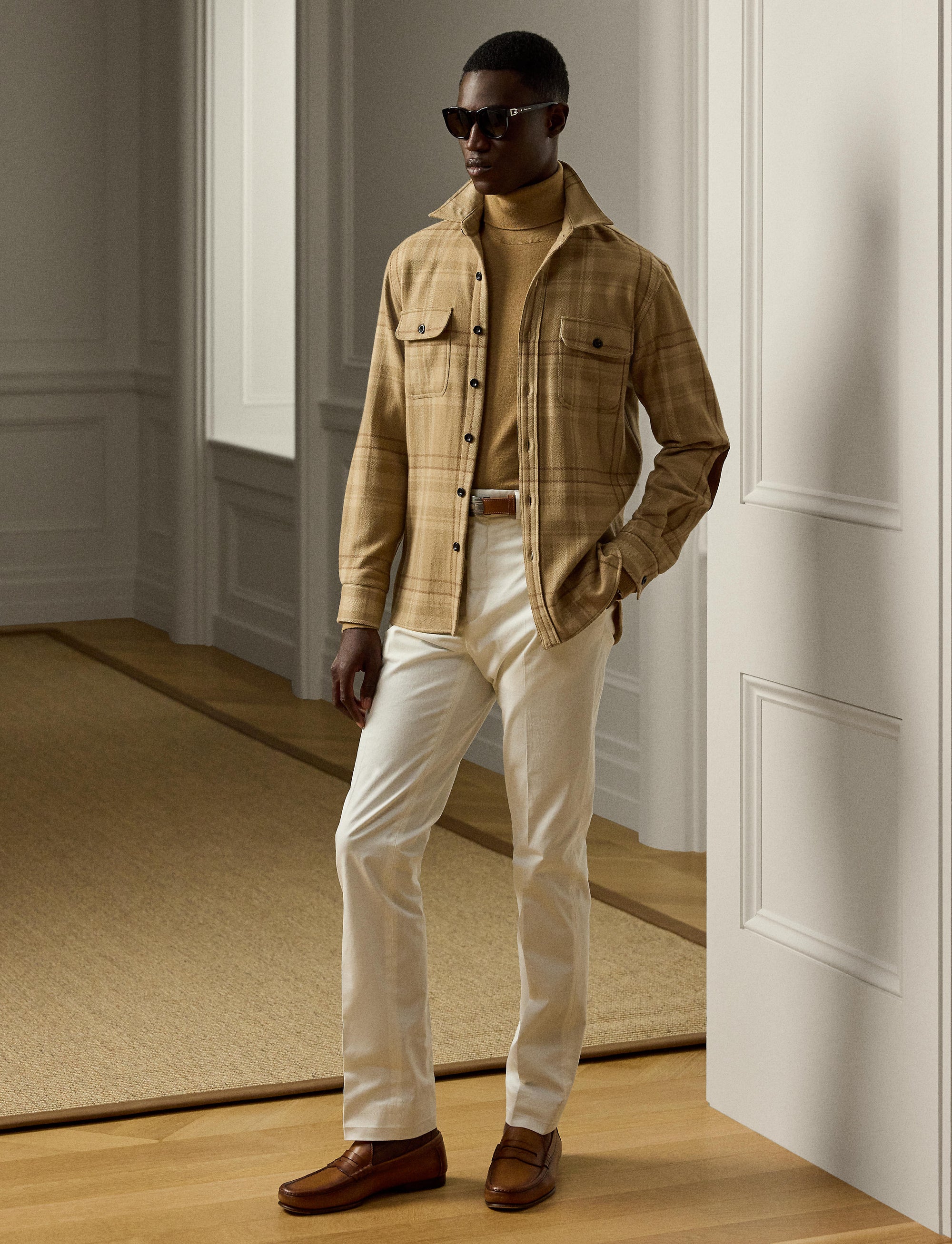 Wool tartan shirt - Camel