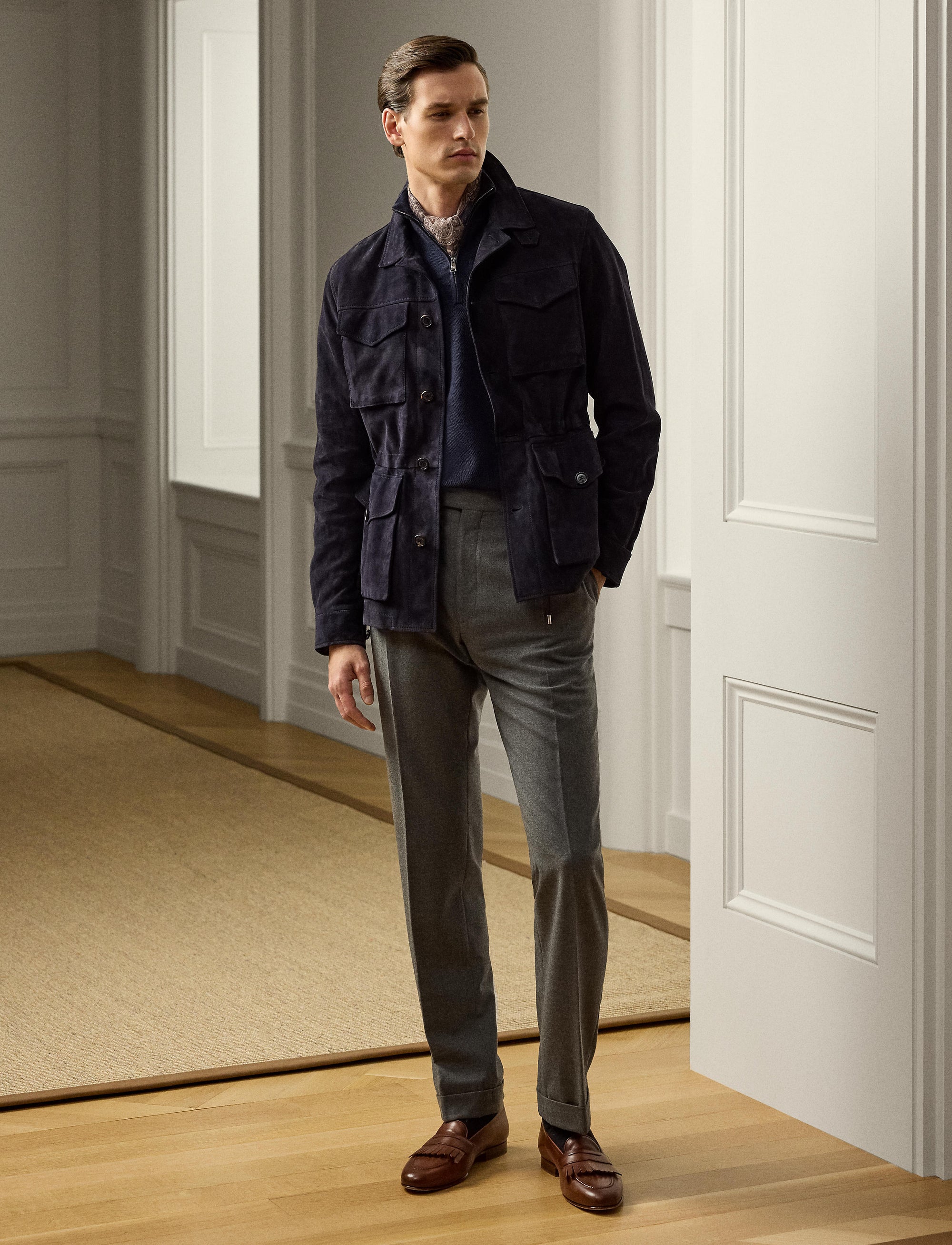Veste de treillis Crawford en daim - Classic Chairman Navy