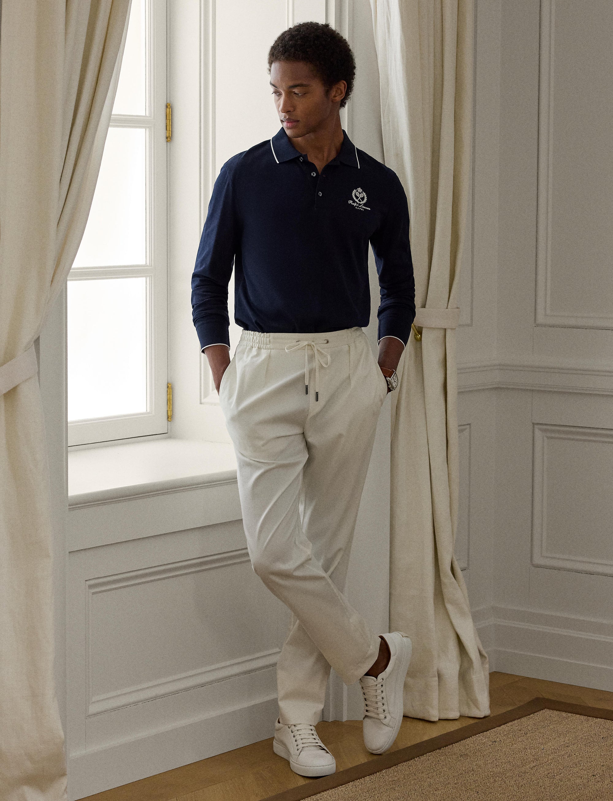 Piqué polo shirt with embroidered badge - Classic Chairman Navy