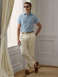 Polo lavé Custom Slim Fit en piqué - Chambray Blue