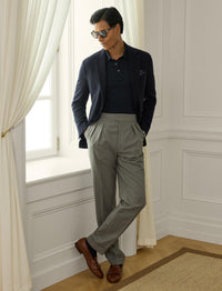 Silk pique polo shirt - Classic Chairman Navy Emb