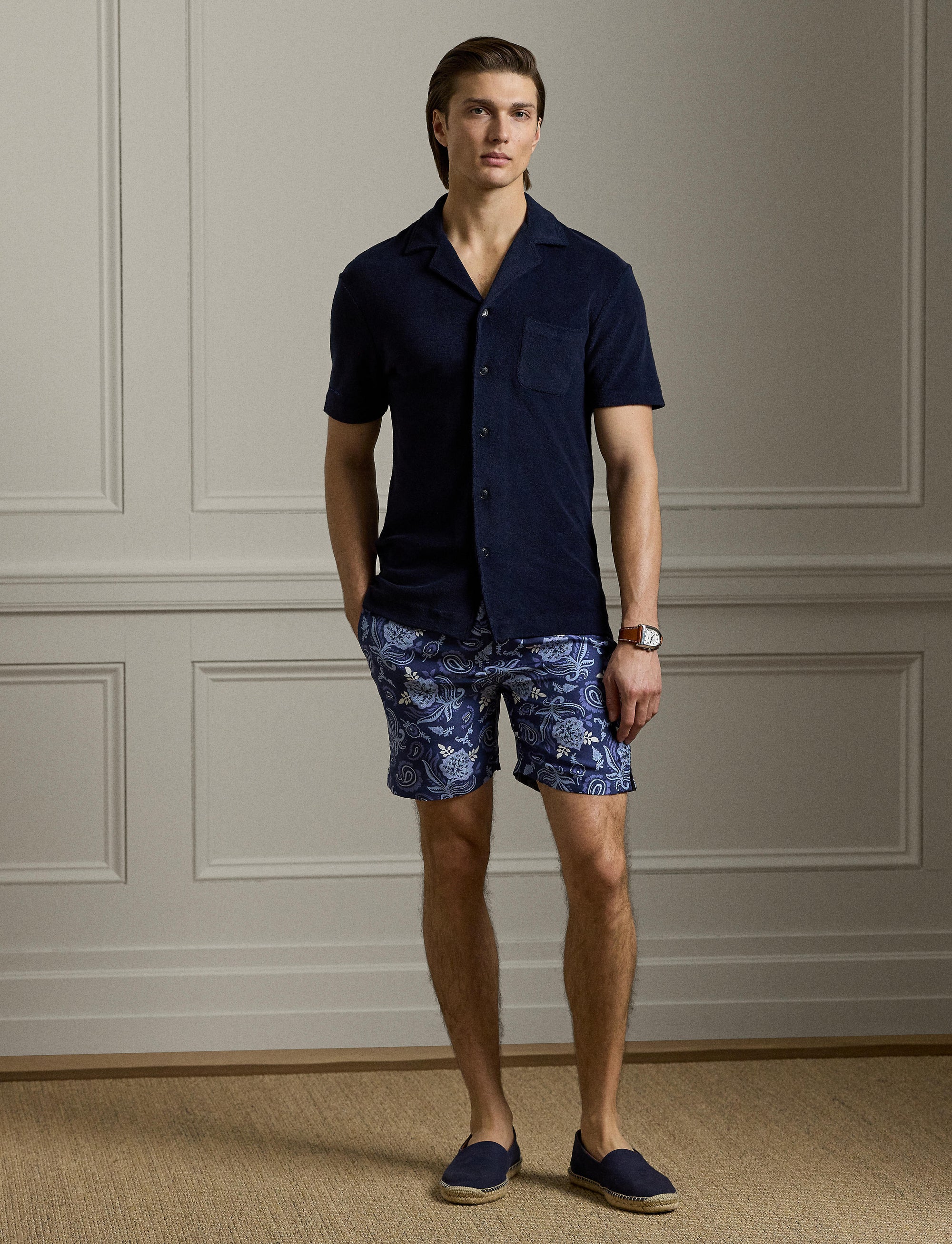 Riviera safari shirt in terry fleece - Classic Chairman Navy