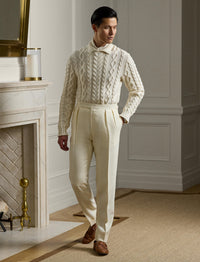 Pull à torsades coton mélangé - Classic Cream