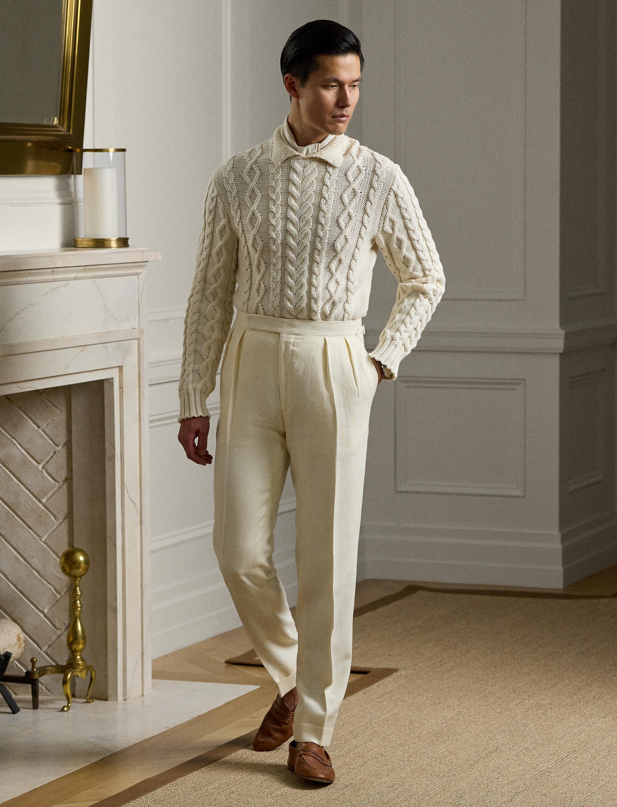 Pull à torsades coton mélangé - Classic Cream