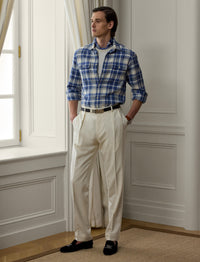 Chemise en sergé écossais - Blue & Cream