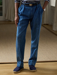 Pantalon Glenn fait main en denim - Shore Indigo