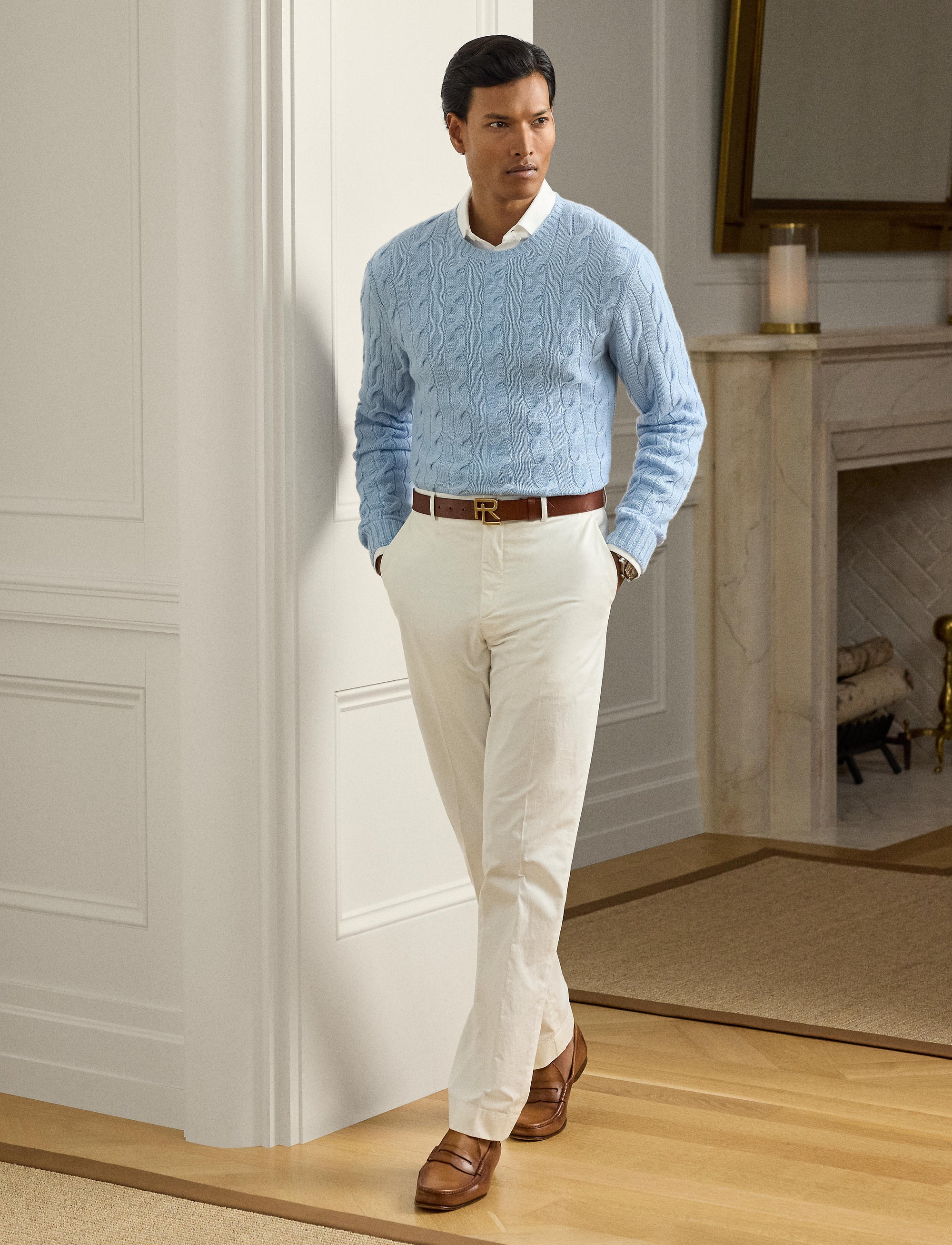 Pull en cachemire torsadé - Chambray Blue