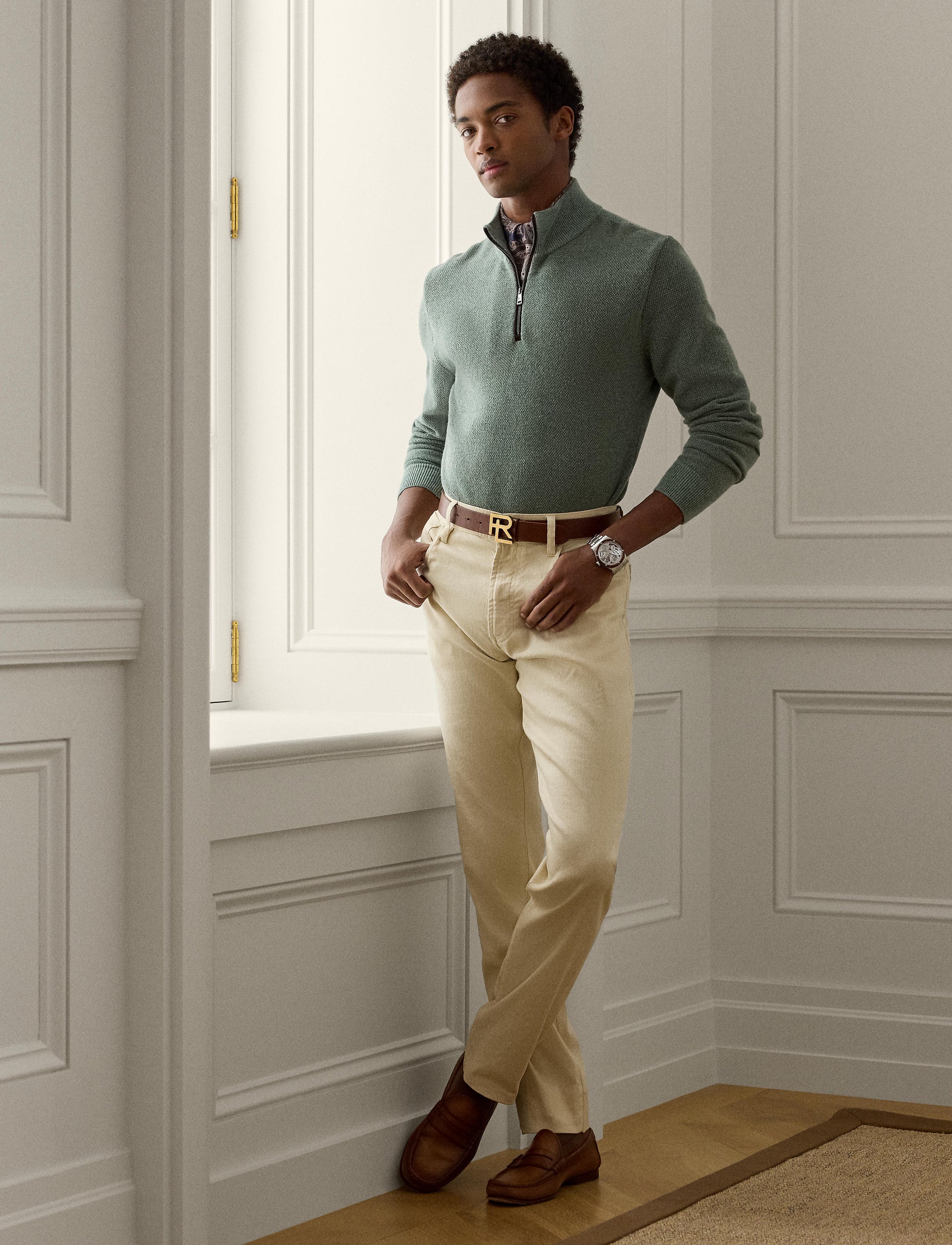 Pull demi-zippé œil-de-perdrix en cachemire - Lovett & Multicolore