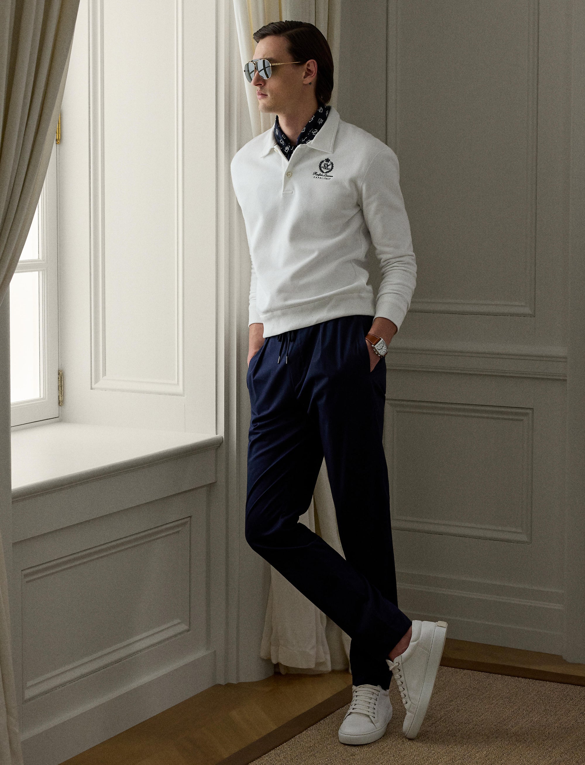 Polo avec écusson brodé en molleton - Classic White