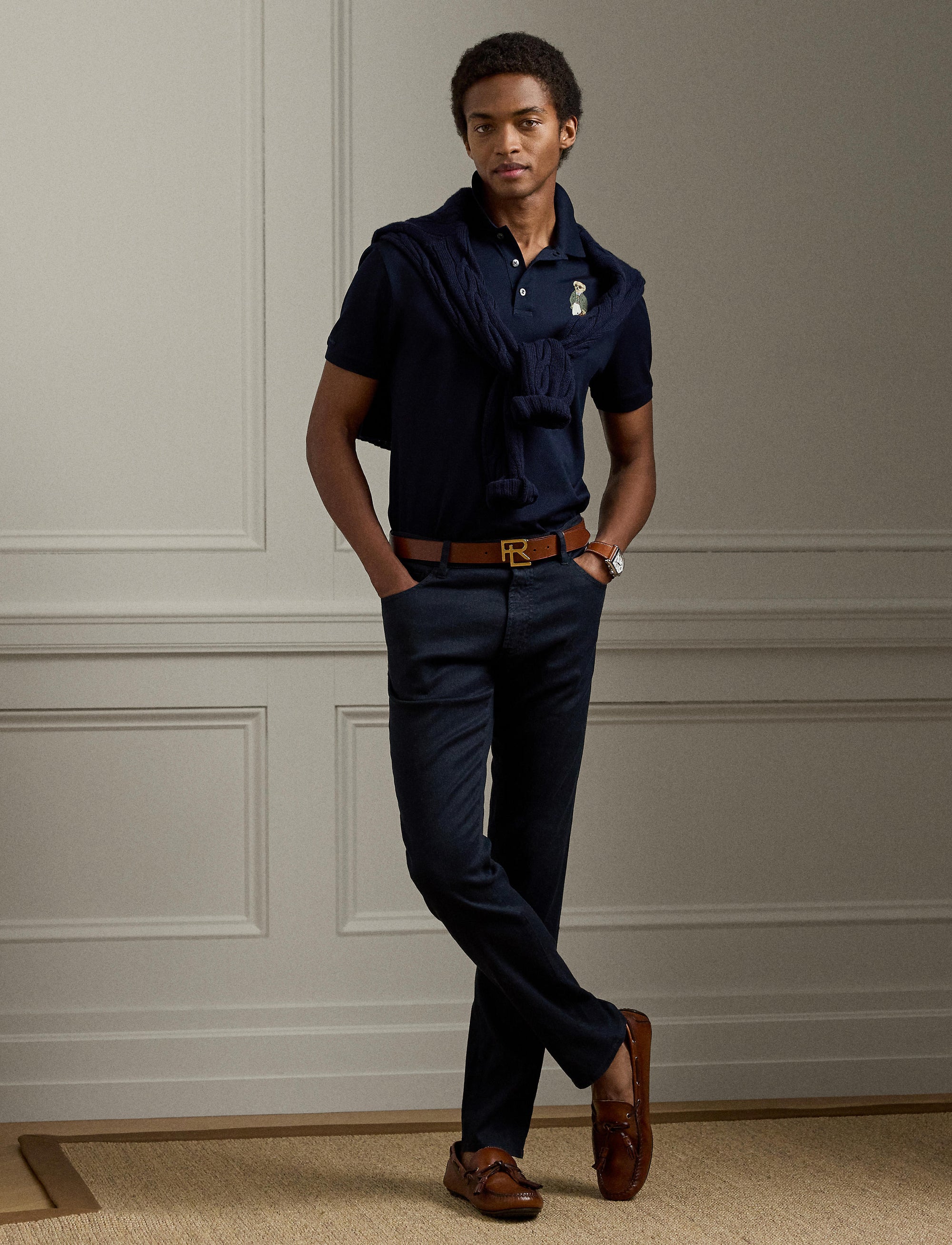 Bear Custom Slim pique polo shirt - Classic Chairman Navy
