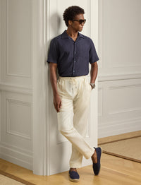 Silk and linen blend camp shirt - Classic Chairman Navy