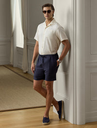 Chemise camp en soie et lin mélangé - Classic Cream