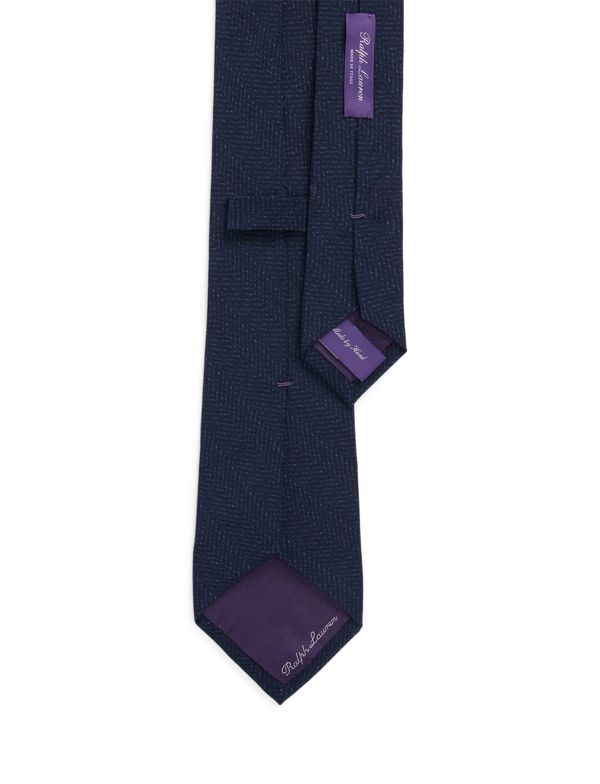 Cravate à chevrons en crêpe de soie - Navy