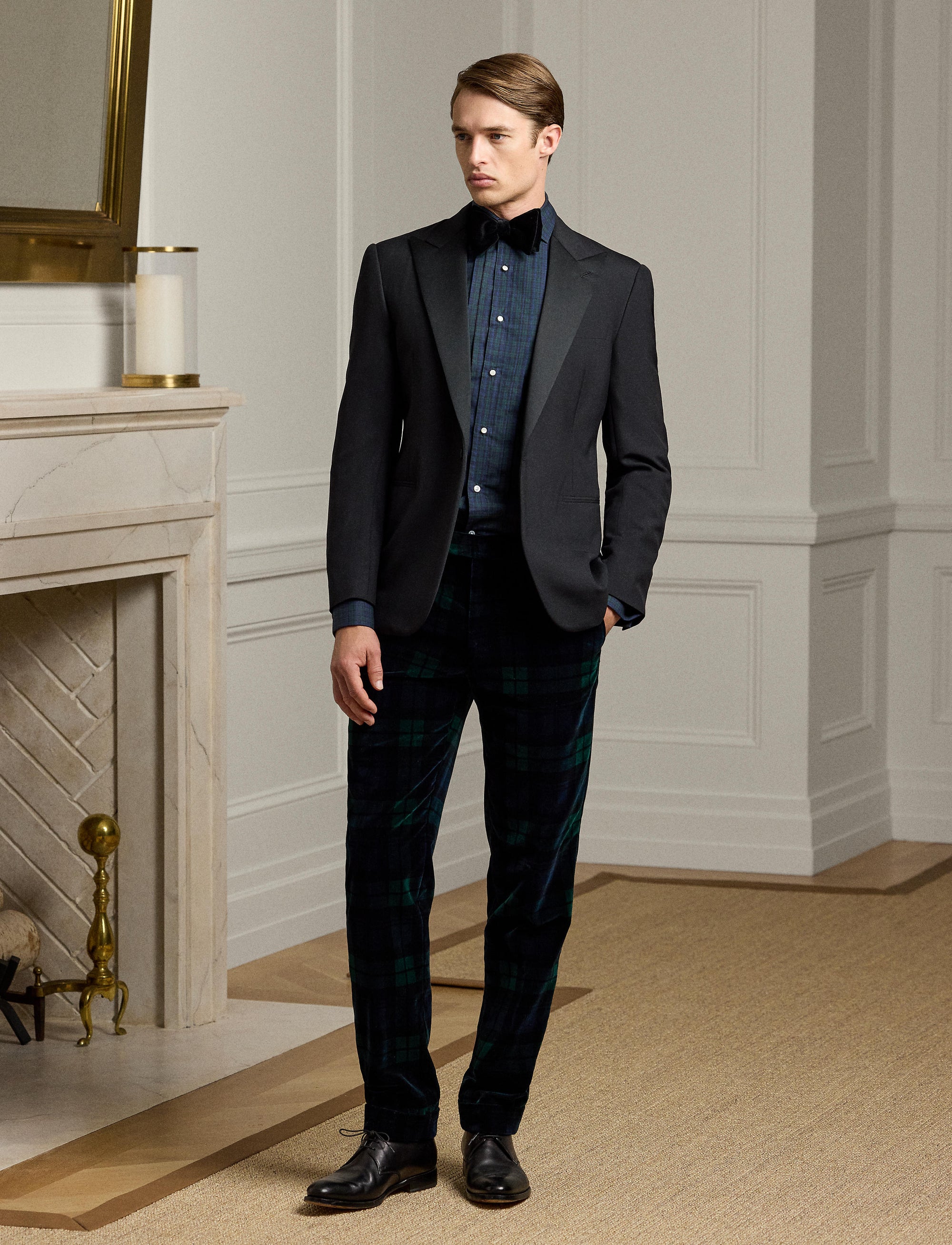Chemise de smoking écossaise en popeline - Black, Navy & Green
