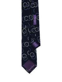Silk crepe circle tie - Navy