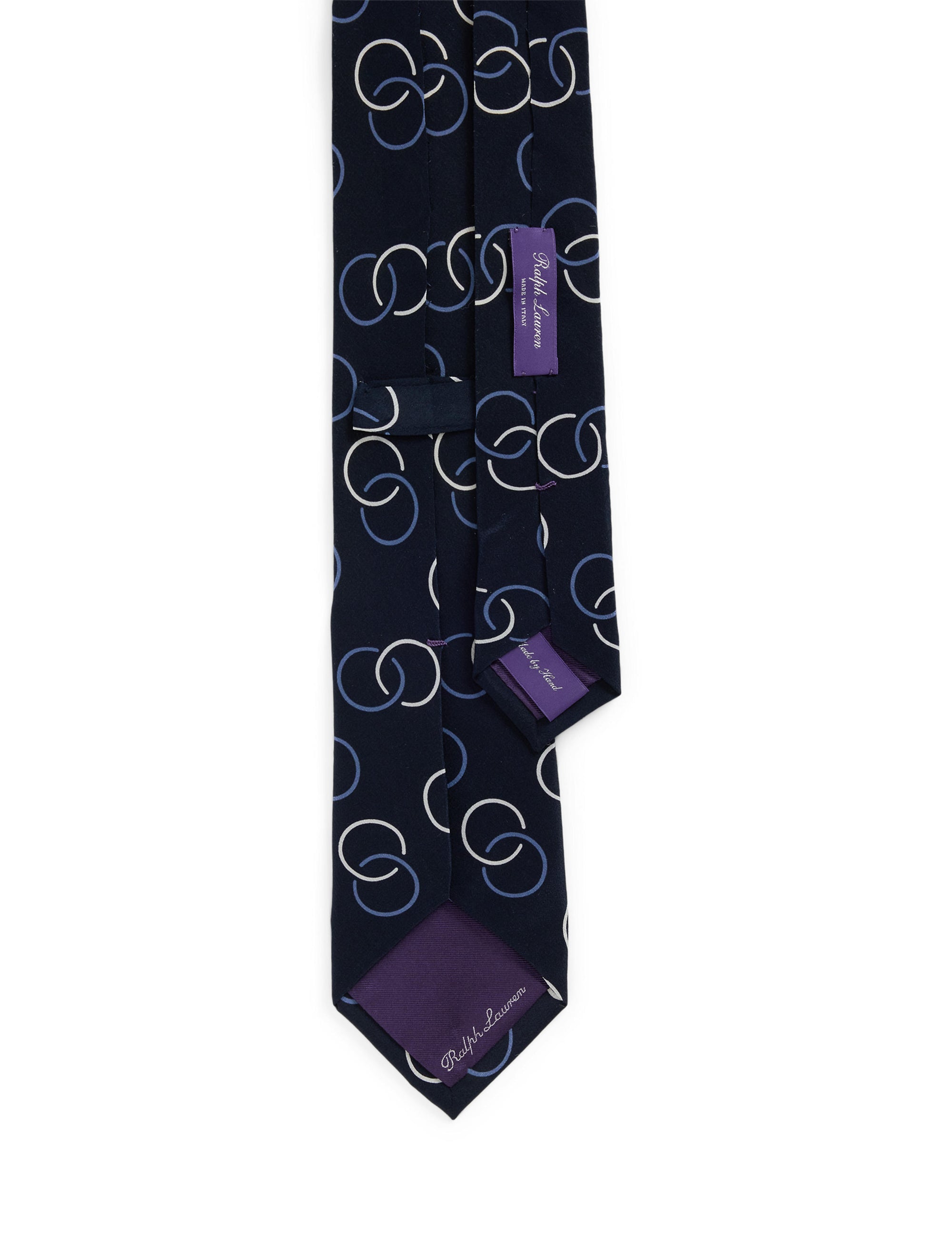 Silk crepe circle tie - Navy