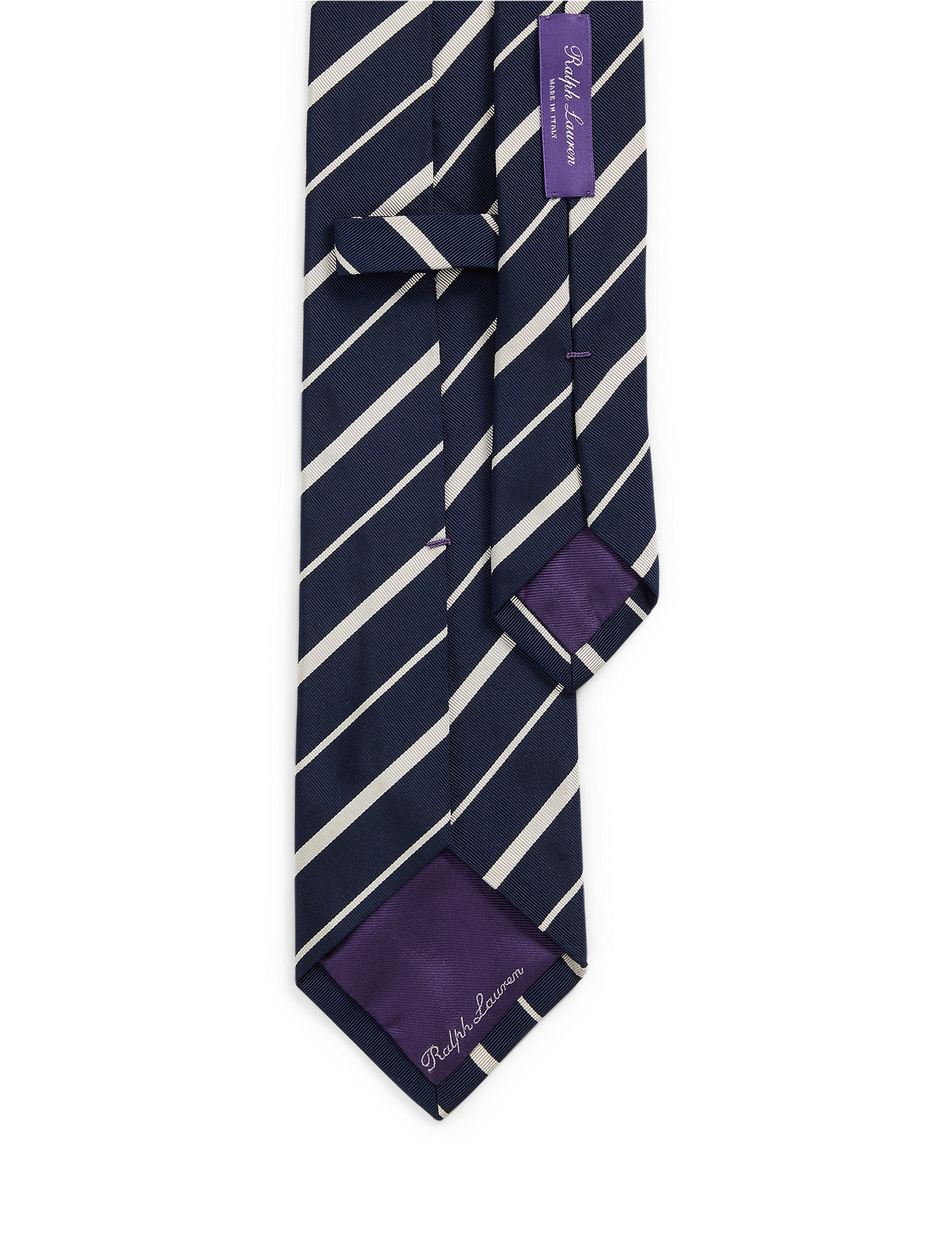 Cravate Mogador rayée en soie - Navy