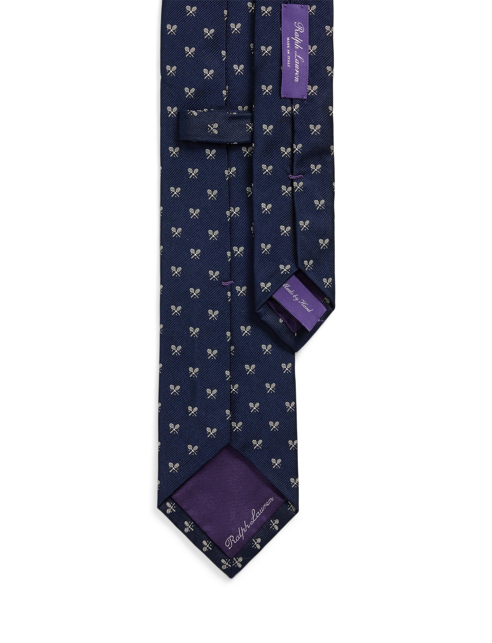 Cravate motif raquettes en soie - Navy