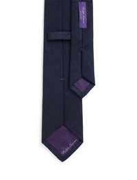 Textured linen and silk blend tie - Navy
