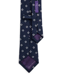 Silk blend diamond pattern tie - Navy