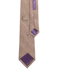 Prince of Wales silk tie - Brown & Cream