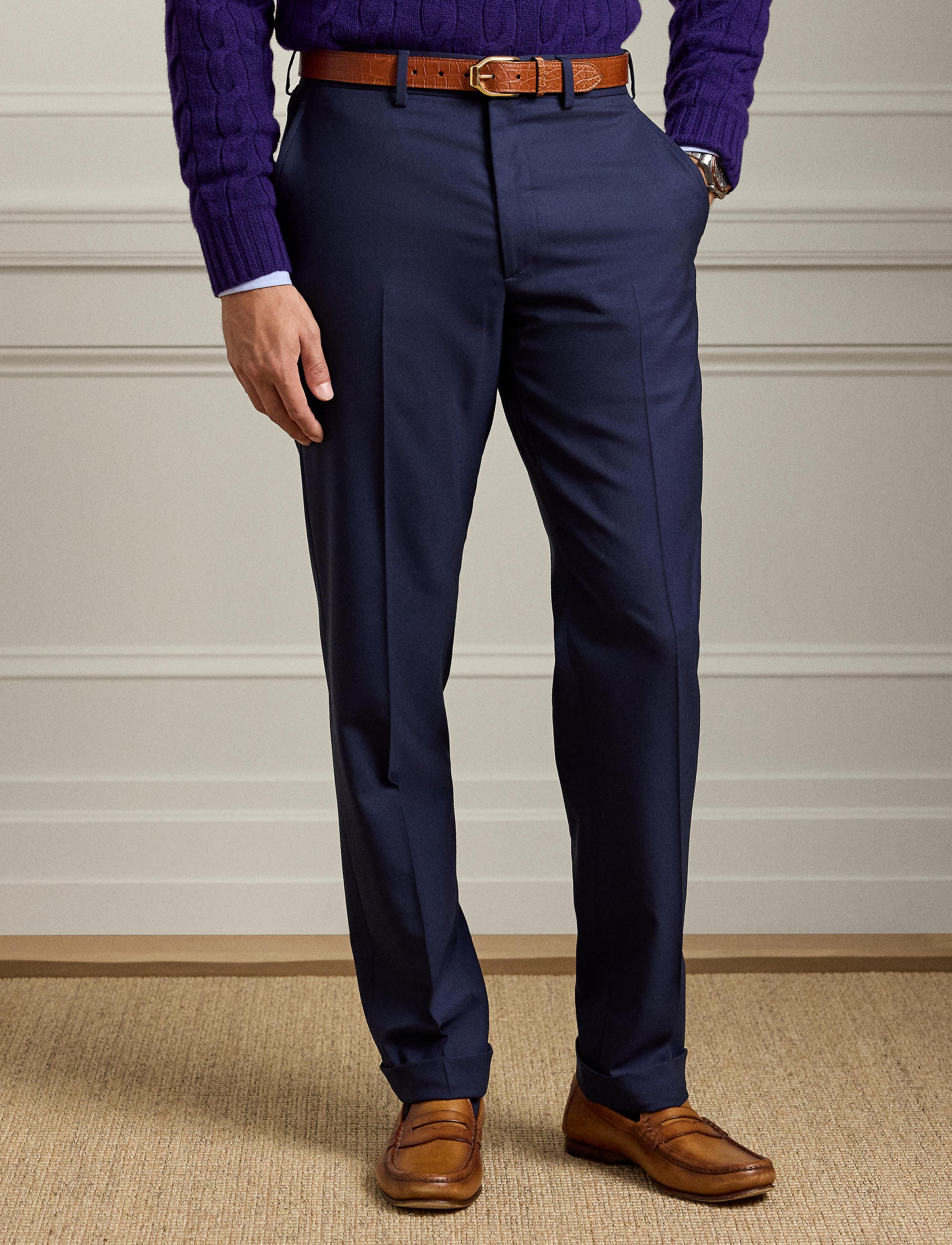 Gregory trousers in wool twill - Classic Navy
