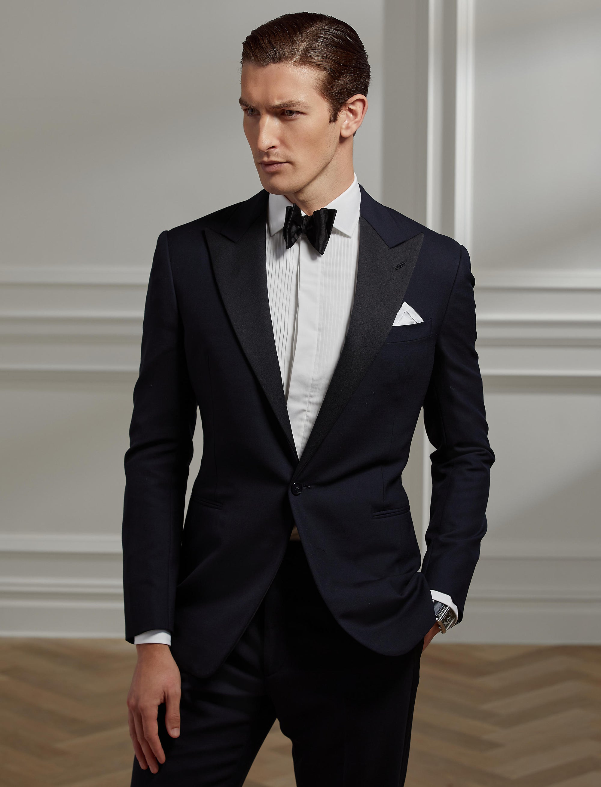 Smoking Gregory revers crantés en laine - Navy