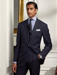 Costume Gregory en sergé de laine - Navy Micro Houndstooth