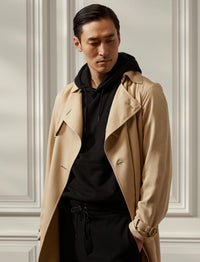 Trench-coat hydrofuge en soie - Tan