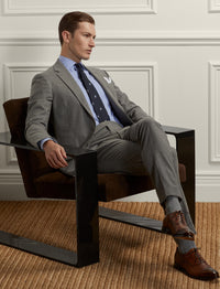 Costume Kent en flanelle de laine - Pearl Grey Melange