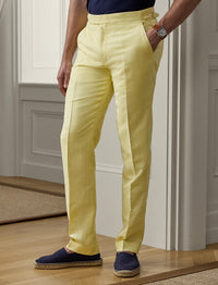 Pantalon Gregory en soie et lin mélangé - Lemon Meringue