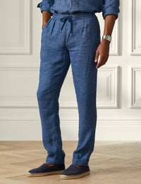 Pantalon en dobby de lin - Dark Indigo