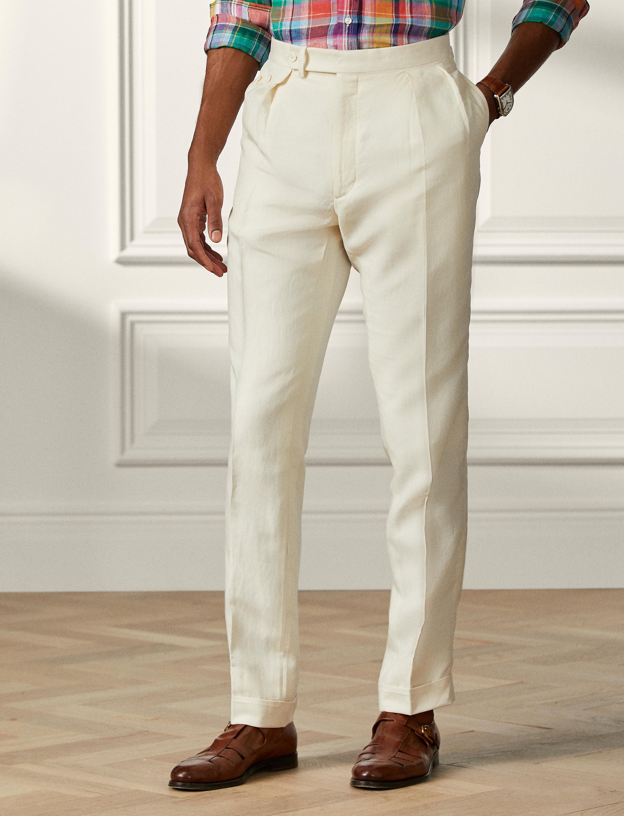 Pantalon Gregory en lin et soie mélangé - Classic Cream