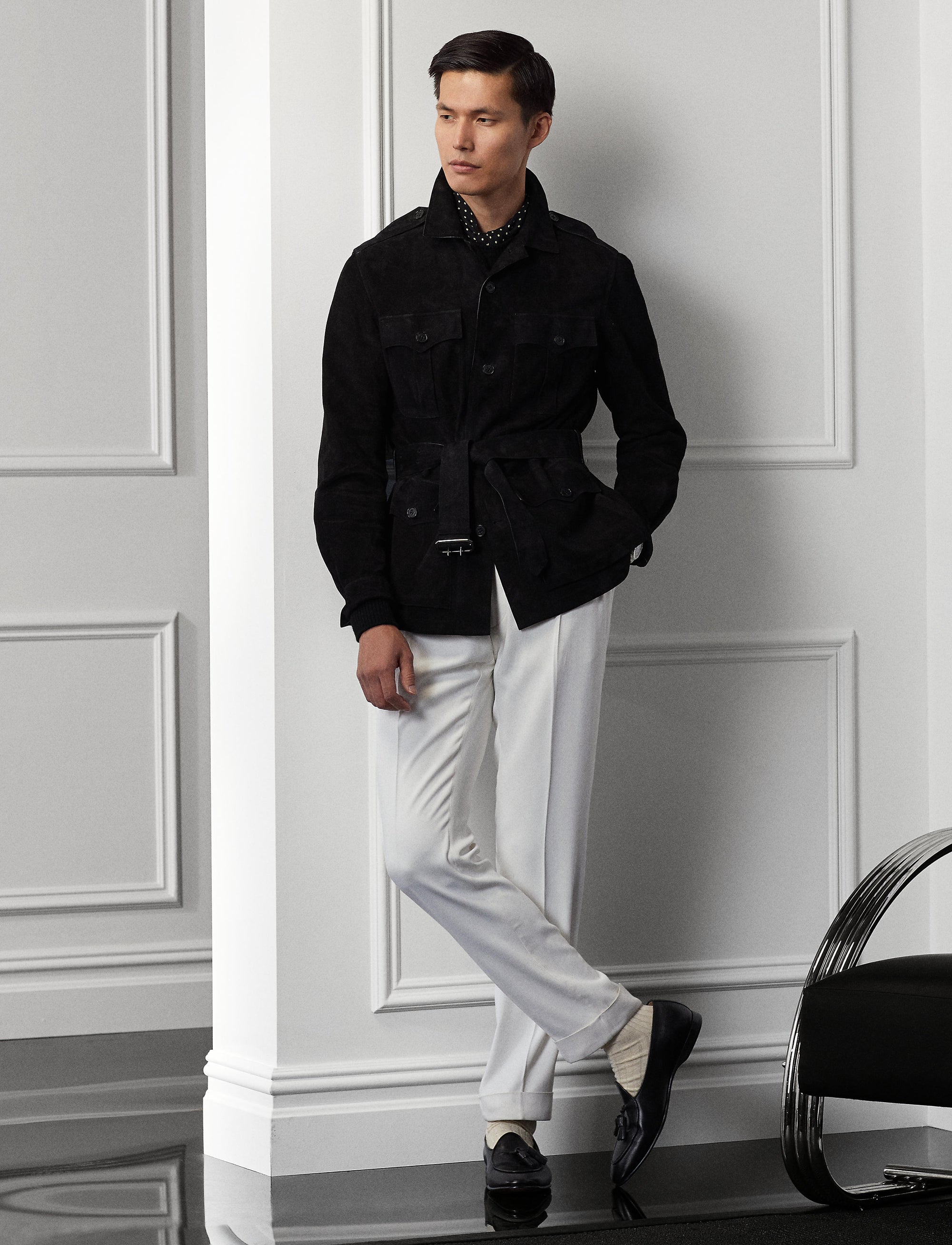 Belted suede jacket - Polo Black