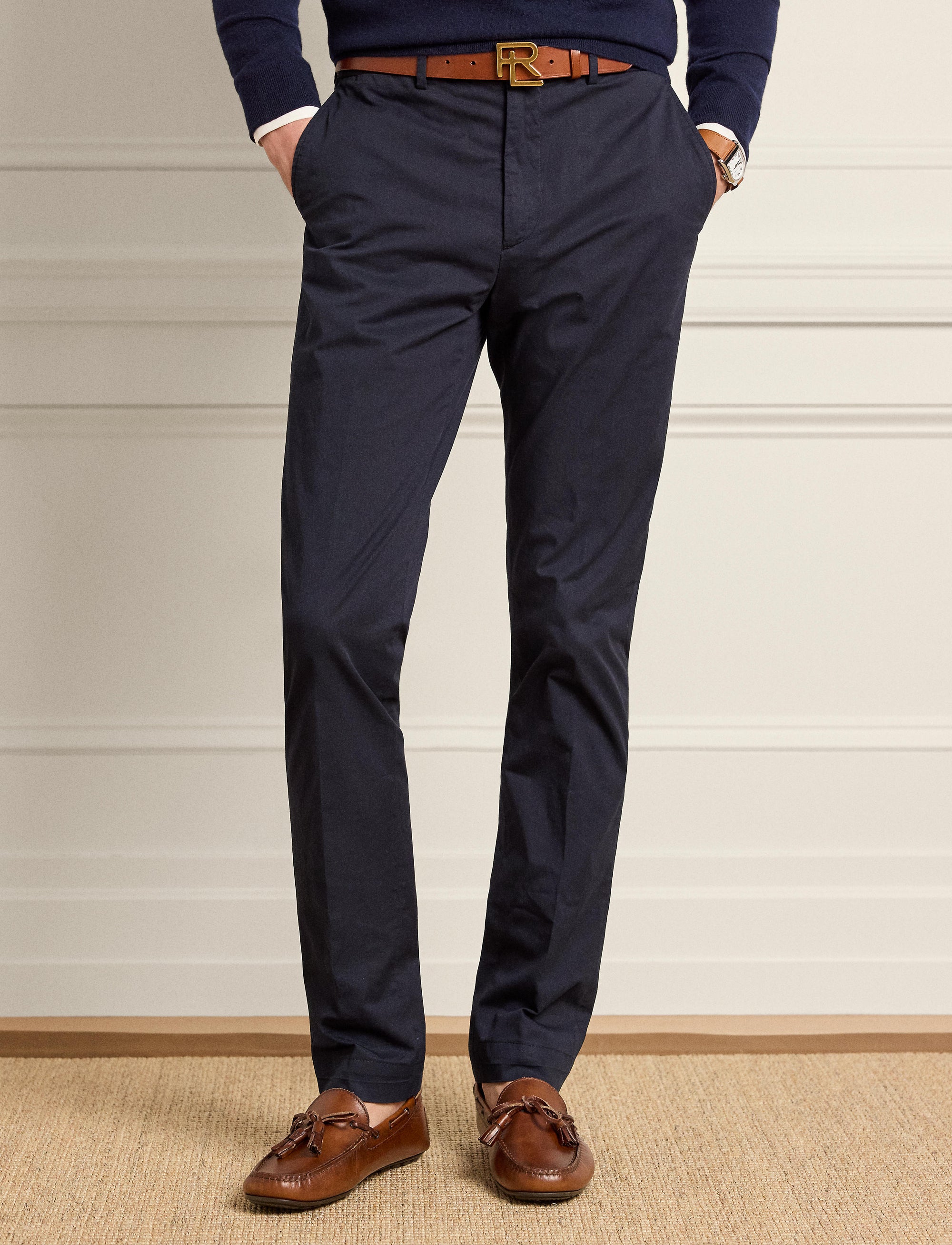 Slim-fit stretch chino trousers - Classic Chairman Navy