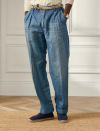 Pantalon à poches en lin - Indigo