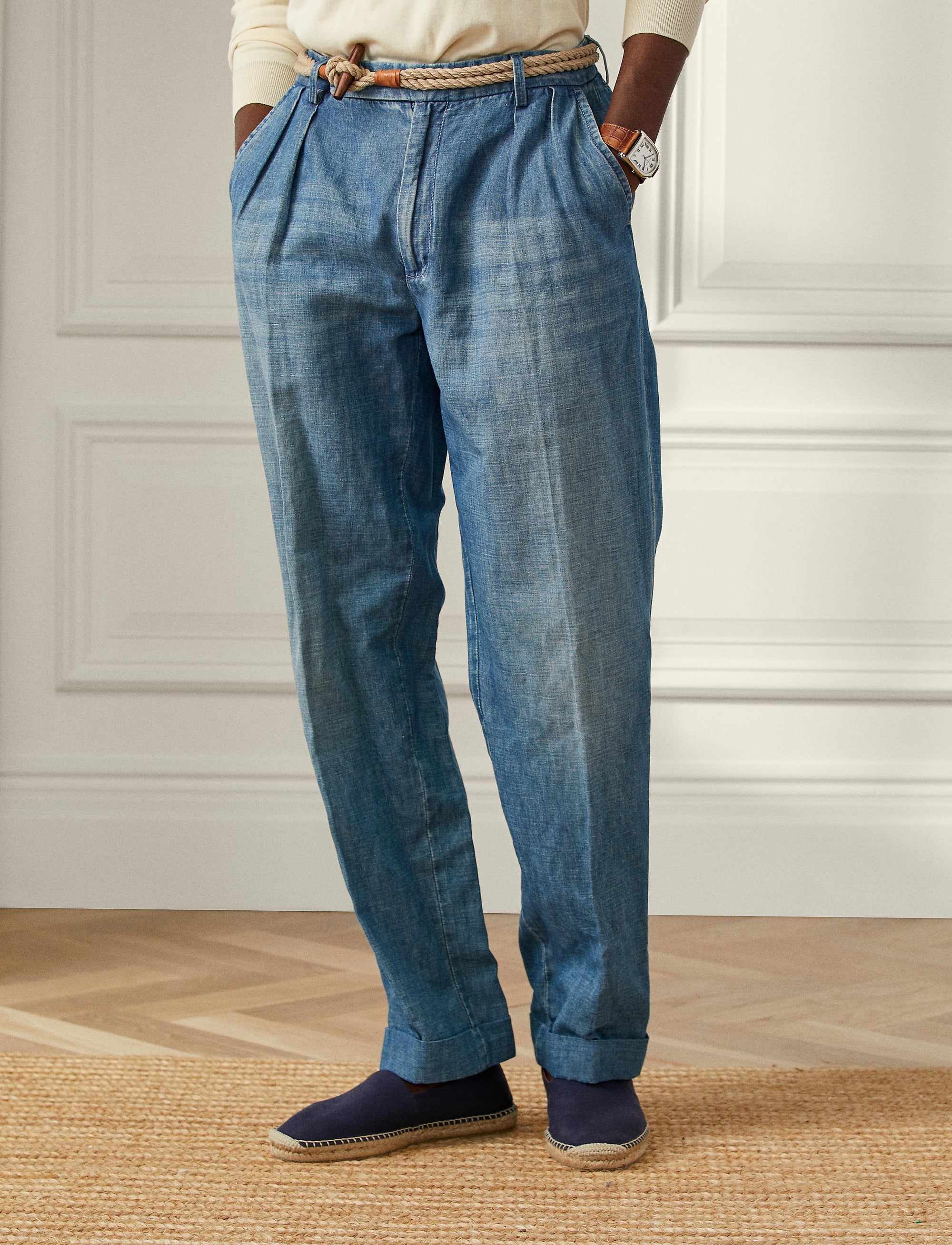 Pantalon à poches en lin - Indigo